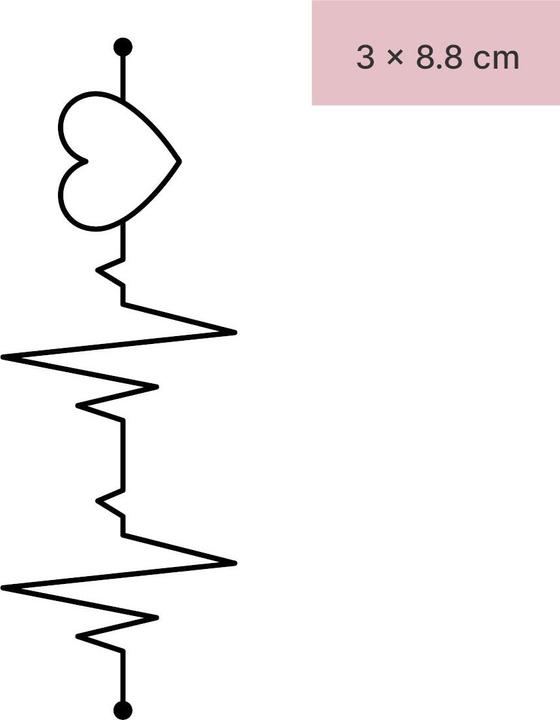 minink Temporary tattoo - heart and pulse