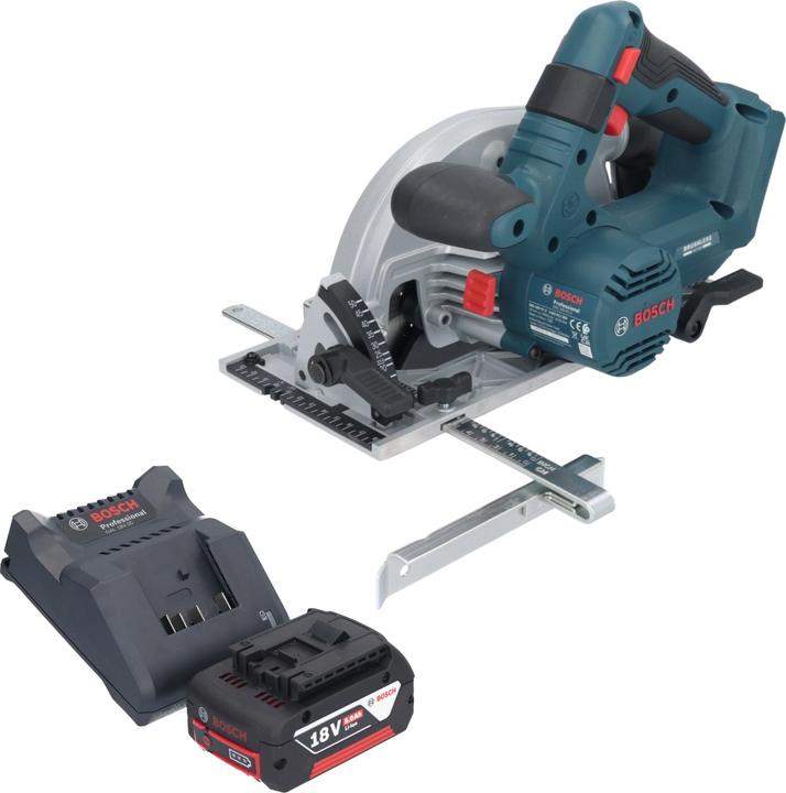 5.0 Ah, 5000 mAh Li-Ion battery, 1x Bosch GAL 18V-20 battery charger, 1x circular saw blade, Standard for Wood, 165 x 1.5, 1x Bosch GKS 18V-57-2 Professional cordless portable circular saw, 1x Bosch GBA 18 Volt, 1.0 x 20 mm, 24 ( 2 608 837 685 )