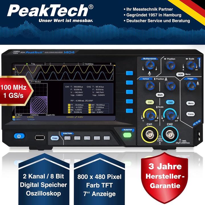 Immagine prodotto Peaktech P 1404 Oscilloscopio digitale a memoria (CAT II 400V)