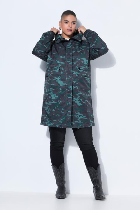 Actual product image Studio Untold Coat, straight shape, camouflage, drawstring waist