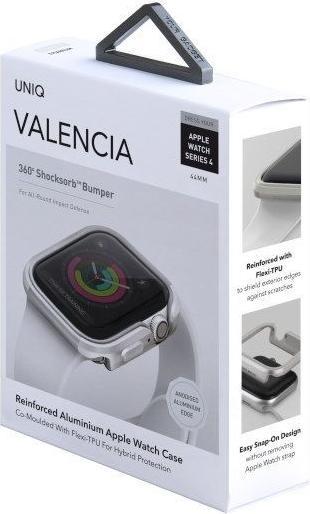Actual product image Uniq etui Valencia Apple Watch Series 4/5/6/SE 44mm. srebrny/titanium silver