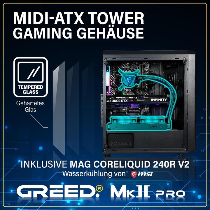 Produktbild Greed MK2 INTEL PRO - Gaming PC - RTX 5070 (1000 GB, 16 GB, Intel Core i7-12700F, GeForce RTX 5070)