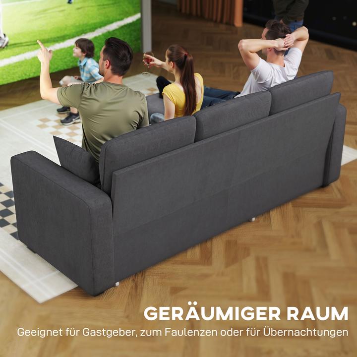 Image du produit Homcom Sofa mit Schlaffunktion Polyester, Stahl Dunkelgrau (Canapé d’angle)