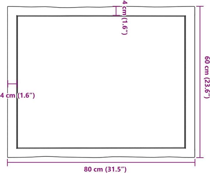 Produktbild VidaXL Tischplatte 80x60x4 cm Massivholz Eiche Behandelt (80 x 60 x 4 cm)