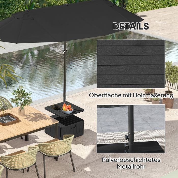 Produktbild Swisshandel24 3in1 Sonnenschirmständer 80 kg befüllbar, Bepflanzbar, Rollen, Ø38/48 mm, Schwarz
