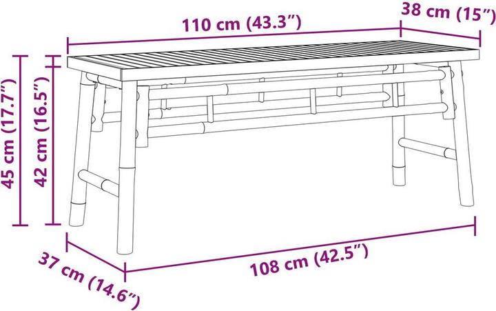 Actual product image vidaXL Garden bench 110x38x45 cm bamboo