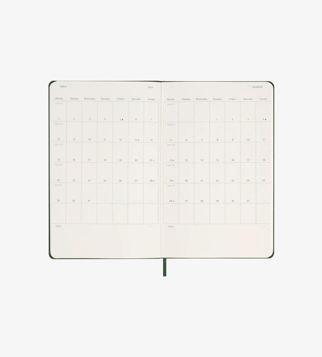Image du produit Moleskine 12 mois calendrier journalier 2024, grand format/A5, vert myrte (A5, Couverture rigide, Anglais)
