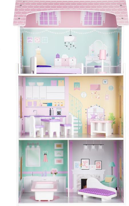 Produktbild EcoToys Puppenhaus aus Holz + Möbel