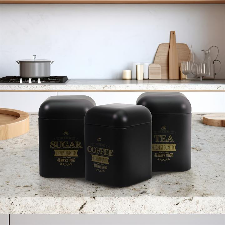 Produktbild neuetischkultur Vorratsdosen 3er-Set eckig schwarz (1.25 l)