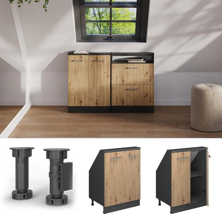 Produktbild Vichy Dachschrägenschrank Rion, Artisan Eiche/Anthrazit/Anthrazit, mit 2 Türen (46 x 46 x 81.60 cm)