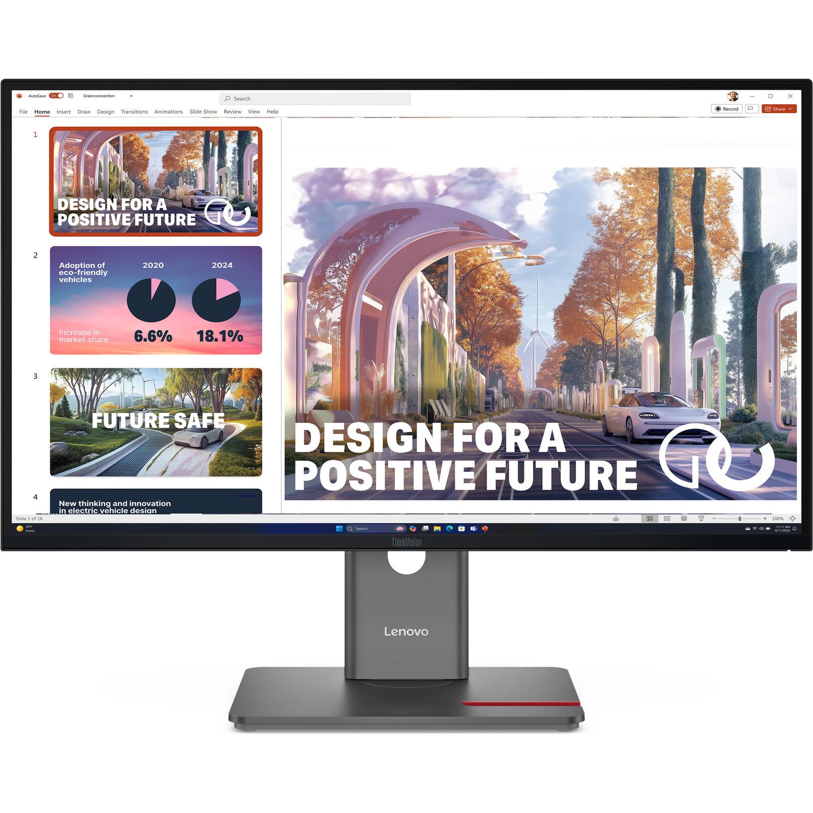 Lenovo ThinkVision P27QD-40 (2560 x 1440 Pixel, 27"), Monitor, Schwarz