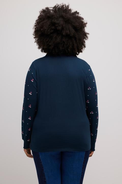 Immagine prodotto Ulla Popken Blusa di jersey con ricami, orlo elastico, colletto da camicia e maniche lunghe (46, 48)