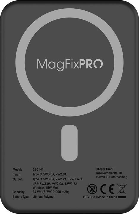 Actual product image Xlayer Magfix Pro Wireless Quick Charger Powerbank with Stand 10,000mAh 20W Black (10000 mAh, 20 W, 37 Wh)