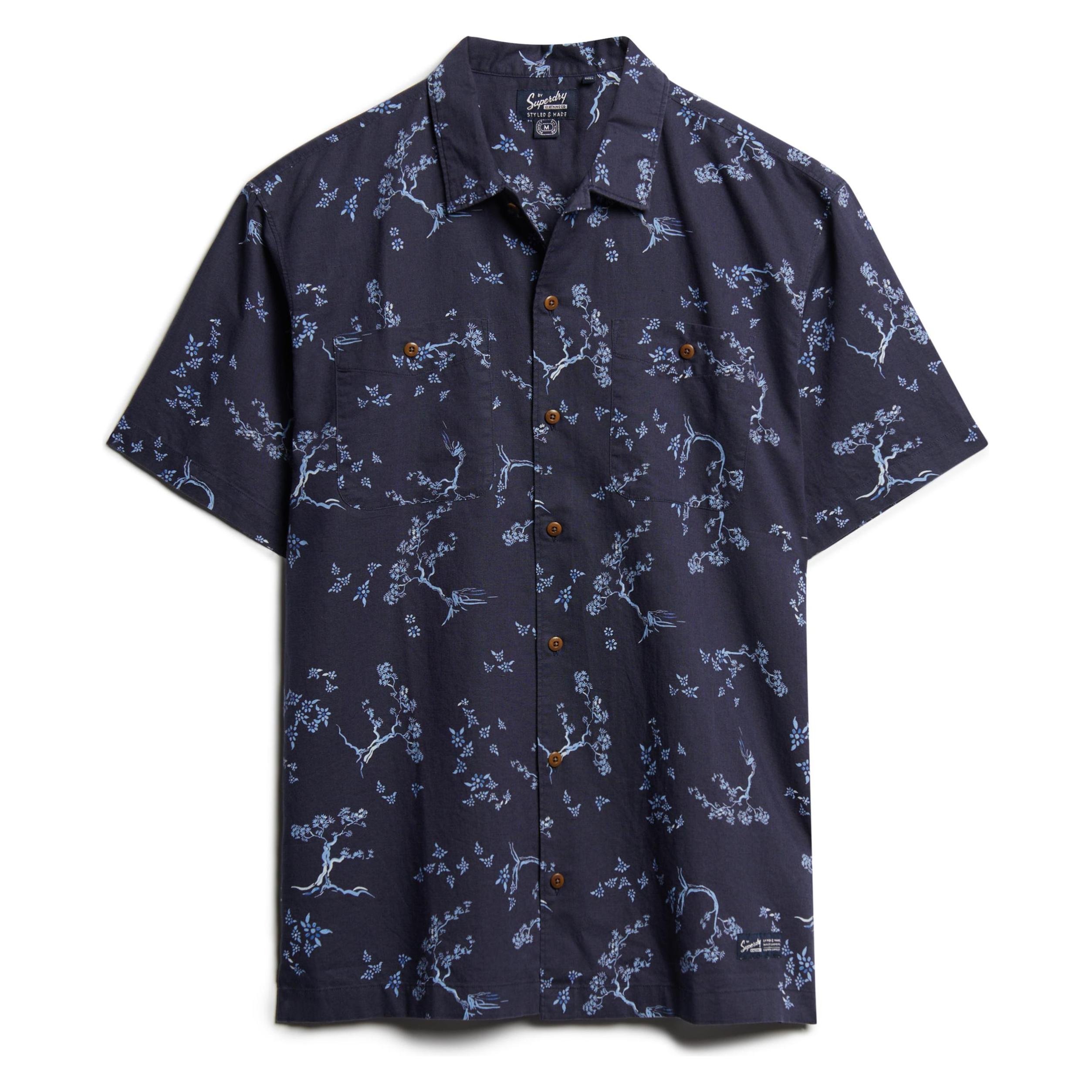 Superdry, Herren, Hemden, Kurzärmeliges Strandhemd, Blau, (Xxl)