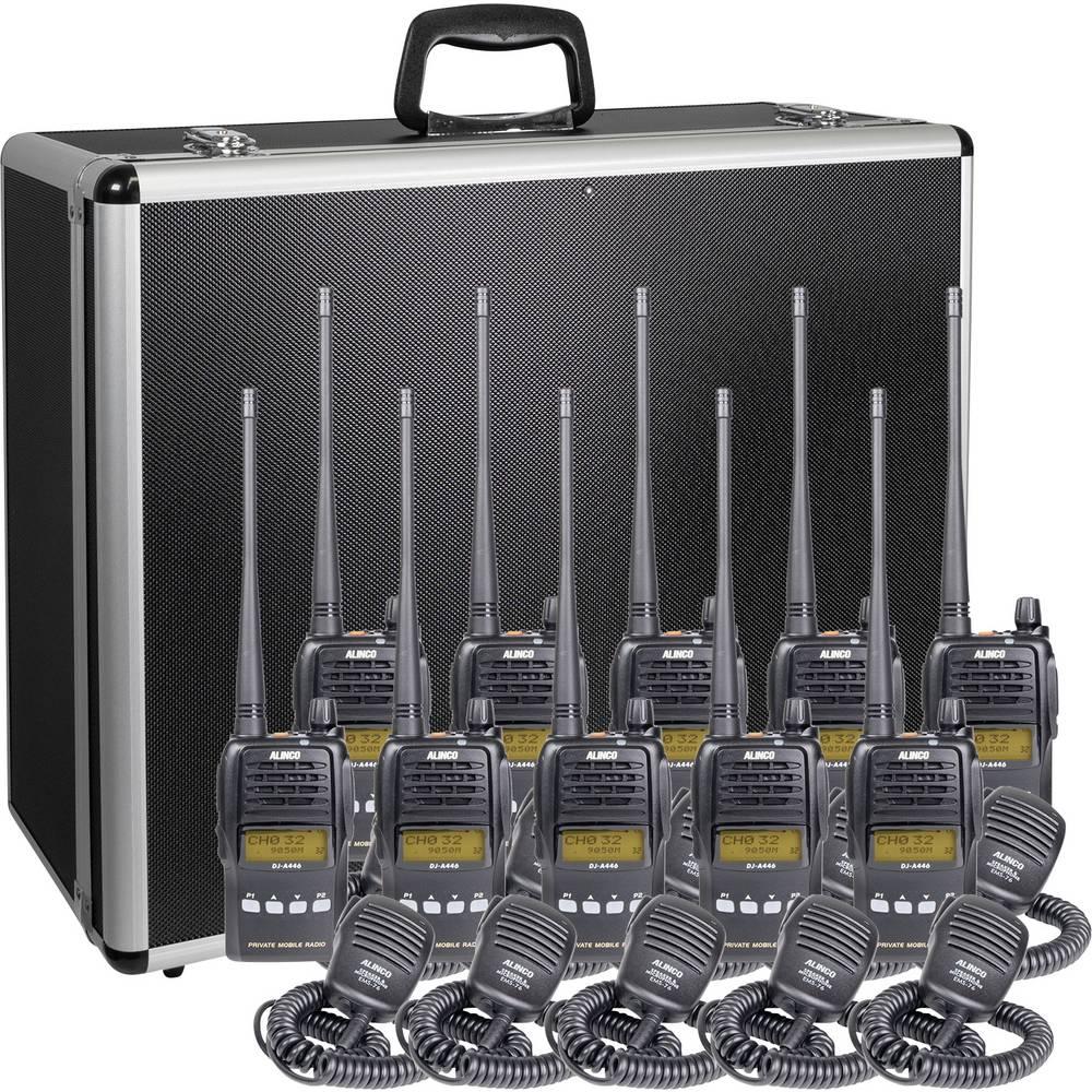 Alinco Team-Set DJ-A-446 EMS-76 150108 PMR-Handfunkgerät 10er Set, Walkie-Talkie, Schwarz