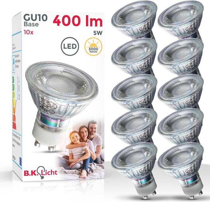 Actual product image B.K.Licht LED bulbs, set of 10, GU10/5W/400lm (GU10, 400 lm, 10x)