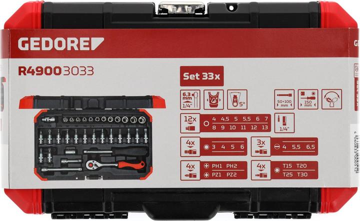 Produktbild Gedore Red red R49003033 Steckschlüssel-Satz 1/4" 4-13mm 33-teilig (1/4")