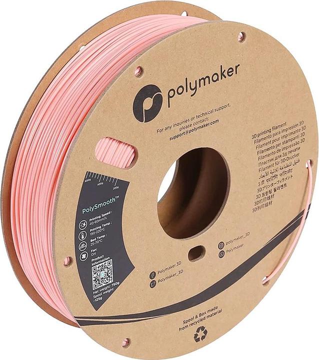 Actual product image Polymaker PJ01009 PolySmooth Filament PVB polishable 1.75mm 750g Pink 1pc. (PVB, 1.75 mm, 750 g, Pink)