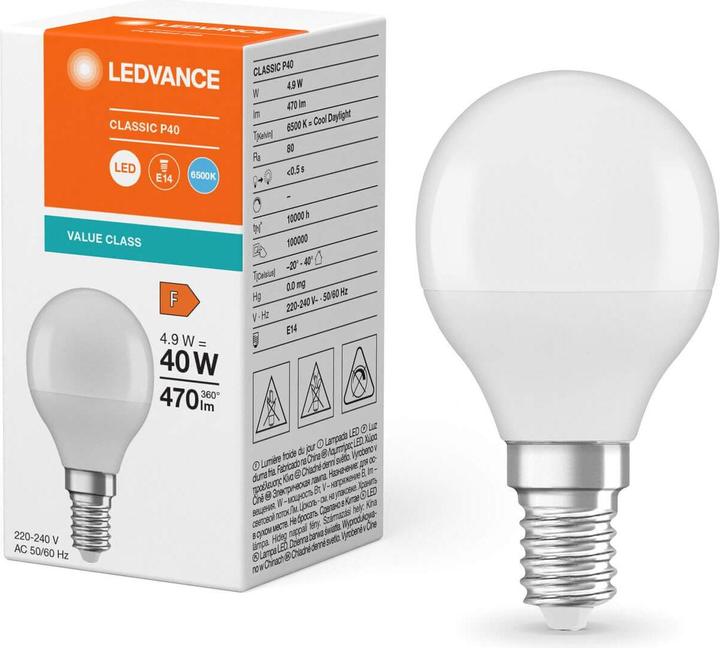 Actual product image Ledvance LED drop lamp (E14, 4.90 W, 470 lm, 1 x, F)