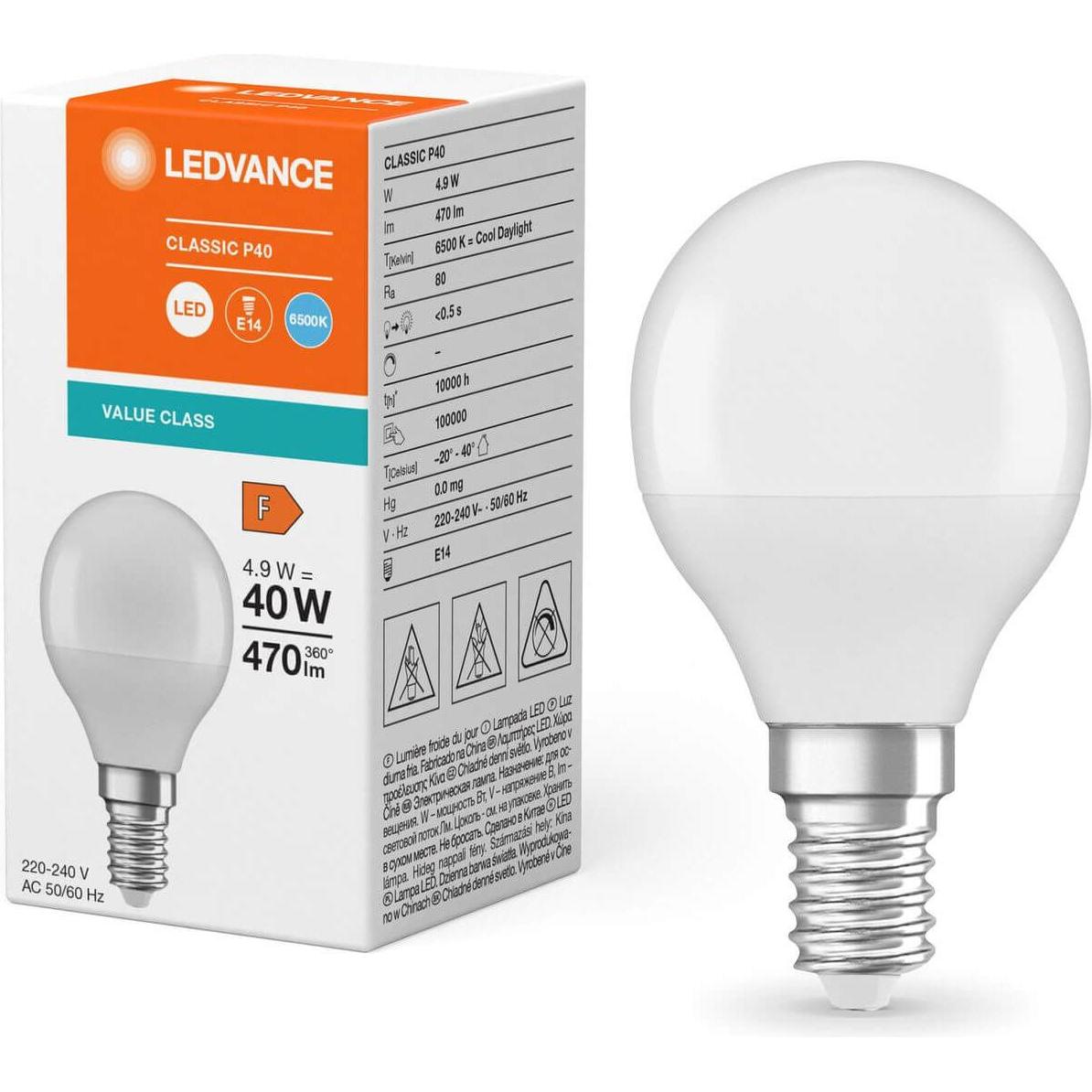 Thumbnail - Ledvance, Leuchtmittel, LED-Tropfenlampe (E14, 4.90 W, 470 lm, 1 x, F)