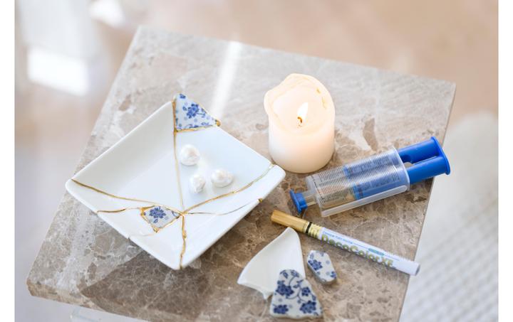 Actual product image Creative - Craft Kit Kintsugi, Dish, blue, gold, white (977815)