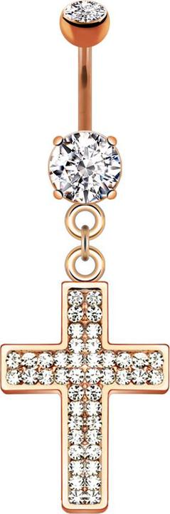 Immagine prodotto Star Piercing Banana in oro rosa con ciondolo a croce e cristalli (Ottone, Acciaio chirurgico 316L)