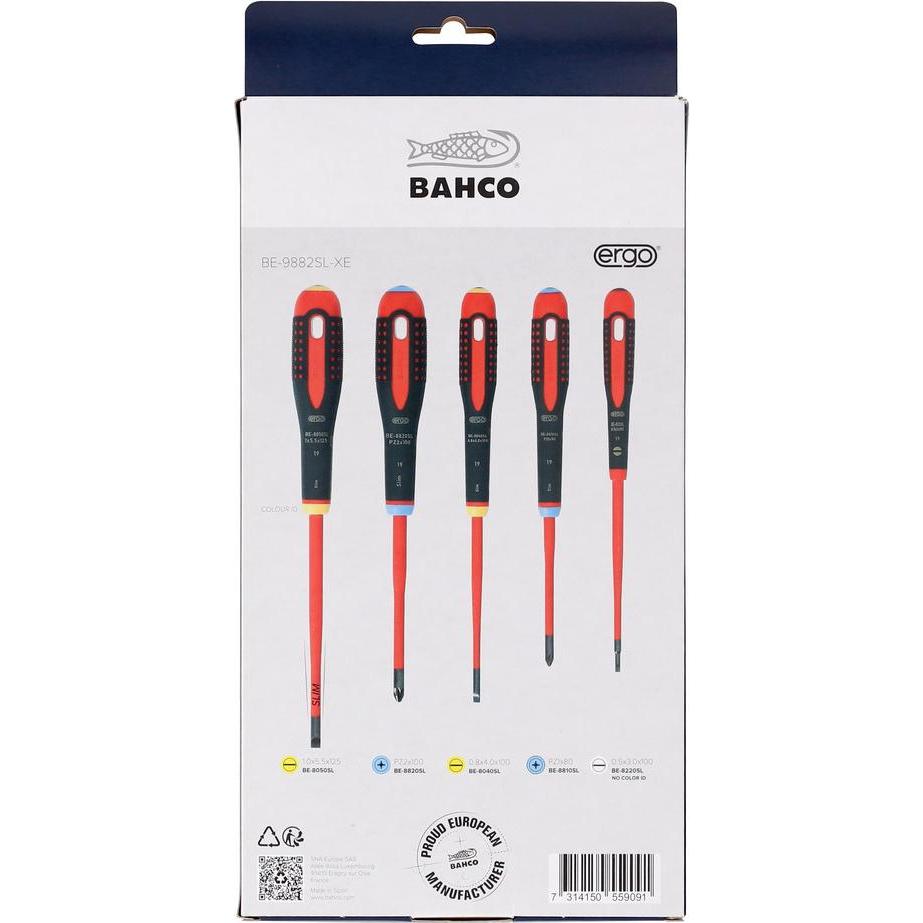 Bahco, Cacciavite, Satz mit 5 isolierten Schraubendrehern mit dünner Spitze