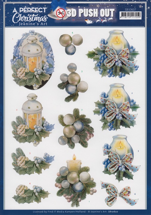 Produktbild Jeanine's Art 3D-Stanzbogen-Set "A perfect Christmas" (4 x)