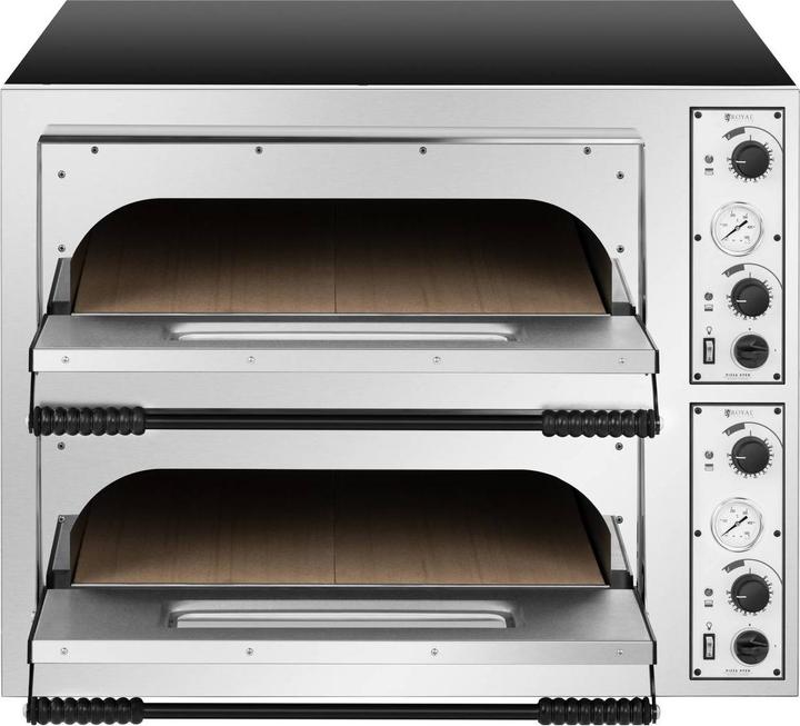 Produktbild Royal Catering Gastro Pizzaofen Flammkuchenofen Pizza Backofen 8 Pizzen 2 Kammern 455 °C