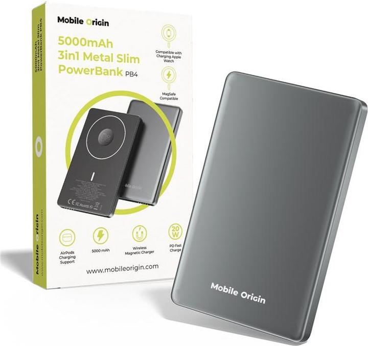 Image du produit Mobile Origin Powerbank 5000mAh 3in1 Metal Slim PowerBank PB4 (5000 mAh)