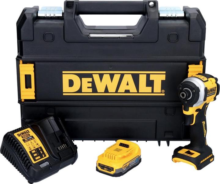 Produktbild DeWalt DCF 850 E1T Akku Schlagschrauber 18 V 205 Nm 1/4" Brushless + 1x Akku 1,7 Ah + LadegerÃ¤t + (Akkubetrieb)