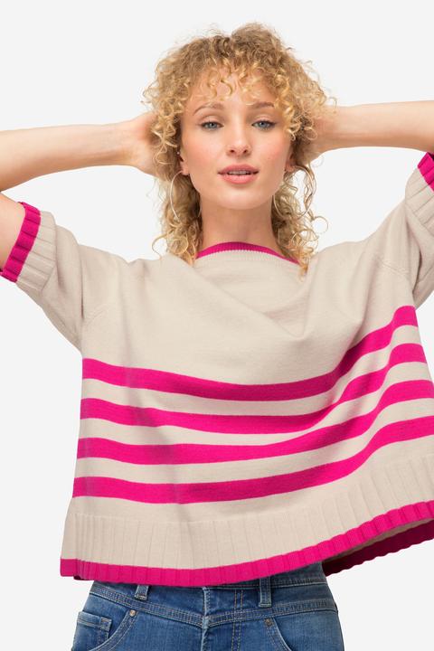 Produktbild Laurasøn Pullover, Stehkragen, 3/4-Ärmel, Ringel am Saum (M)