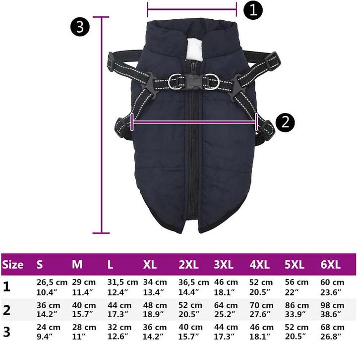 Actual product image vidaXL Dog coat harness Waterproof Reflective (28, Dog coat)