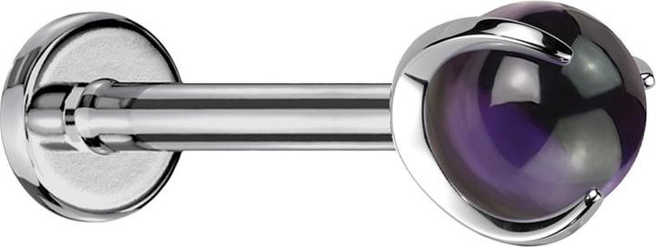 Image du produit Star Piercing Micro Labret femelle argent bille pierre améthyste sertie (Minéral, sans laiton, Titane)