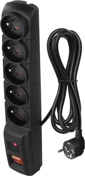 Productafbeelding Emos 1909050153 overspanningsbeveiliging zwart 5 stopcontact(en) (5x, CEE 7/5, 1.50 m)
