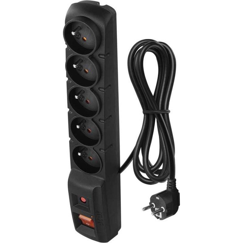Emos, Steckdosenleiste, 1909050153 surge protector Black 5 AC outlet(s) (5 x, CEE 7/5, 1.50 m)