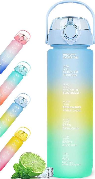 Produktbild Bewinner Flasche mit Deckel und Strohhalm Bunt 600 ml (0.60 l)