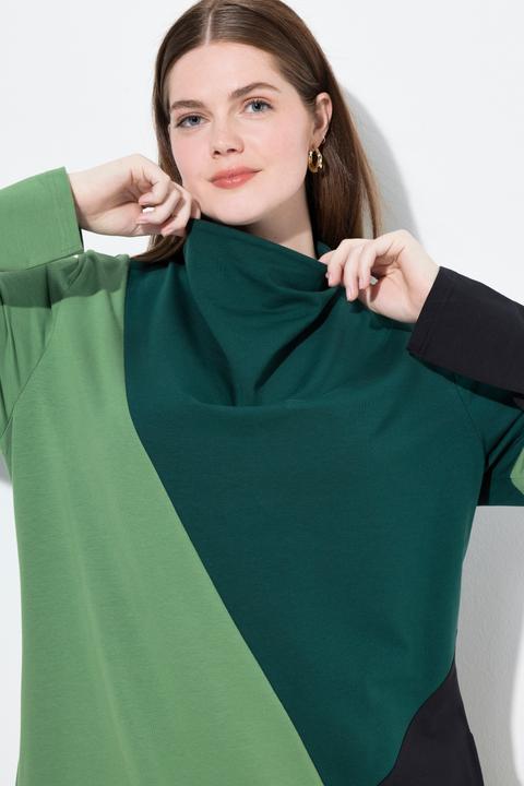 Produktbild Ulla Popken Sweatkleid, Wasserfall-Ausschnitt, Langarm (60)