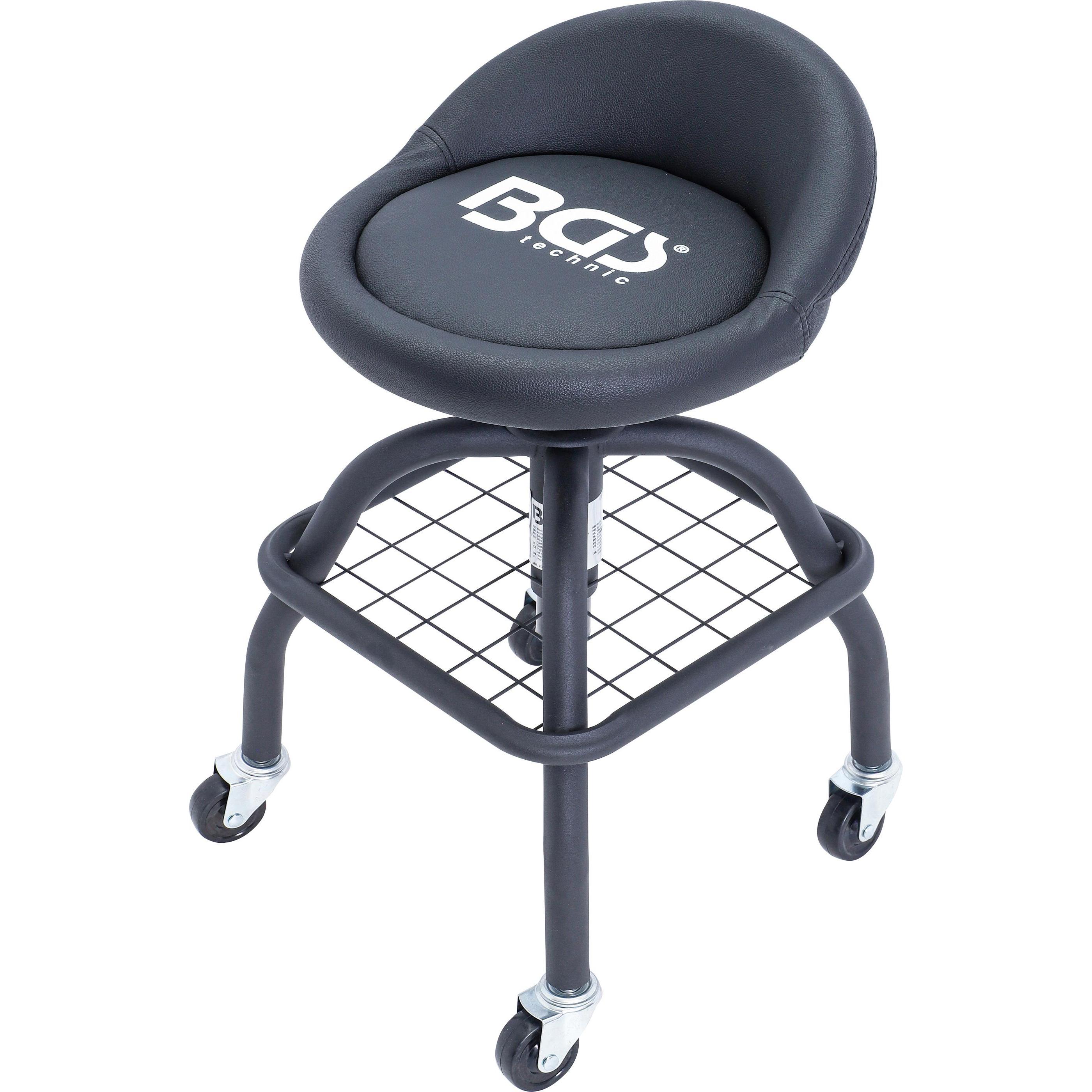 BGS, Bürostuhl, Werkstattstuhl mit 4 Rollen höhenverstellbar 540 - 680 mm