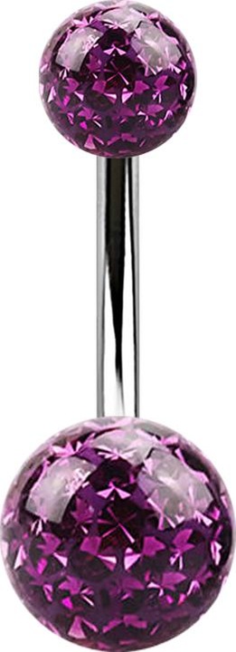 Produktbild Star Piercing Banane silber mit zwei Kristall Kugeln violett Epoxy Schutzschicht (ohne Messing, Chirurgenstahl 316L)