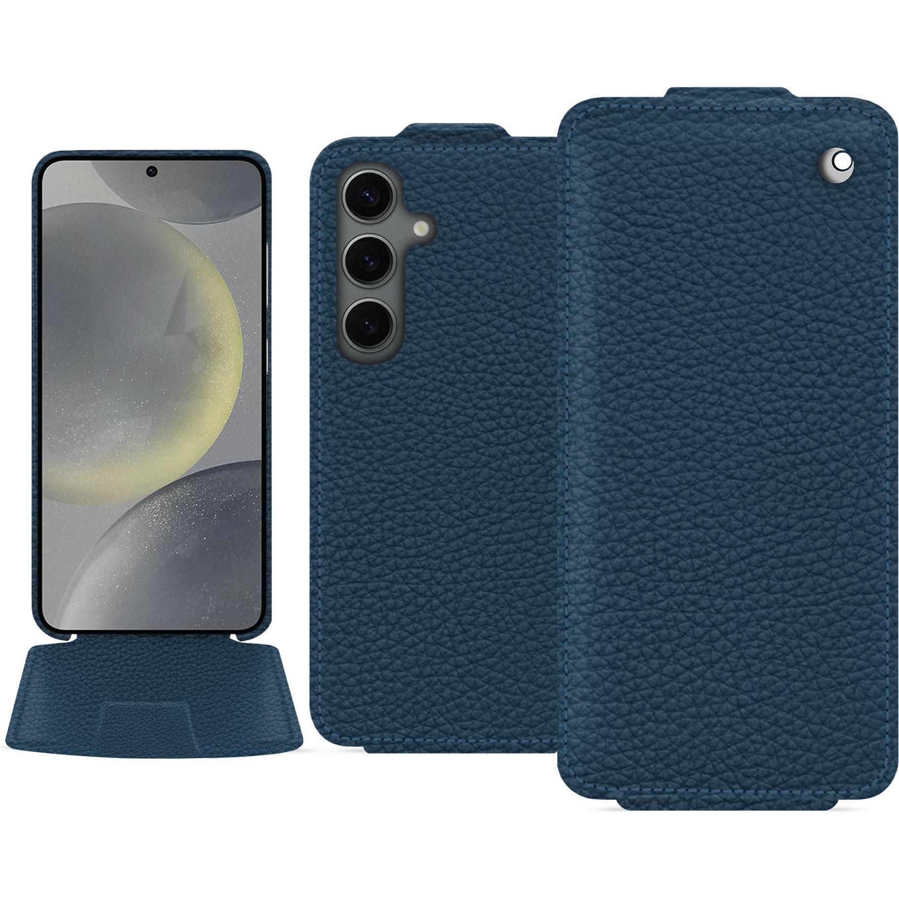 Noreve Lederschutzhülle vertikal (Samsung Galaxy S24), Smartphone Hülle, Blau