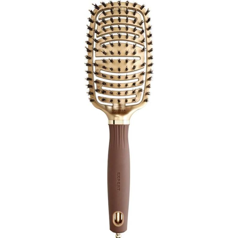 Olivia Garden, Haarbürste + Kamm, Expert Care Flex Wildschwein-/Nylonborsten Gold&Braun