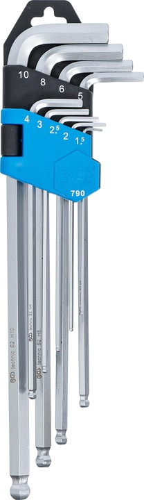 Actual product image BGS L-Type Wrench Set extra long internal Hexagon / internal Hexagon with Ball Head 1.5 - 10 mm 9 pcs.
