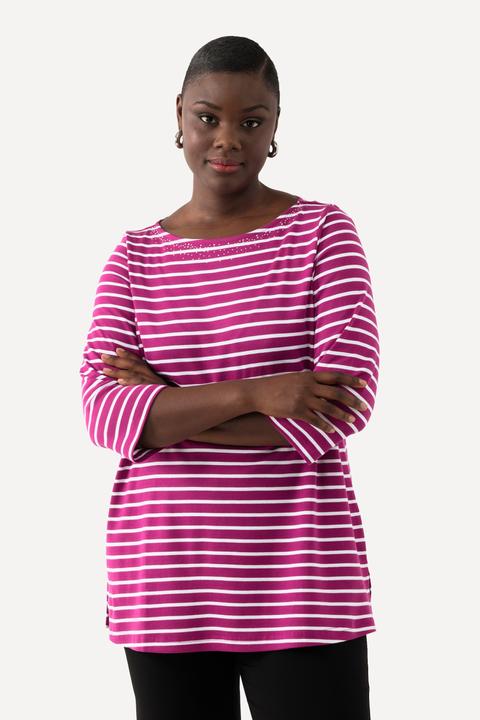 Produktbild Ulla Popken Ringelshirt, Pima Cotton, U-Boot-Ausschnitt, 3/4-Arm (42, 44)