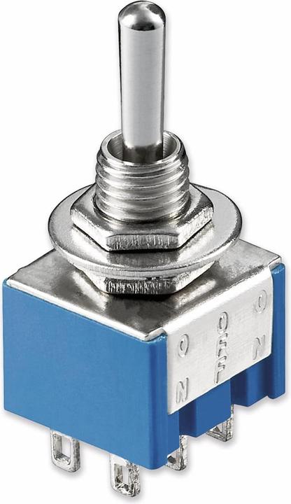 Immagine prodotto Goobay Interruttore a levetta miniaturizzato, ON - OFF - ON, 6 pin, custodia blu