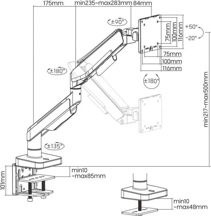 Produktbild Roline Monitorarm (Tisch, 49", 20 kg)