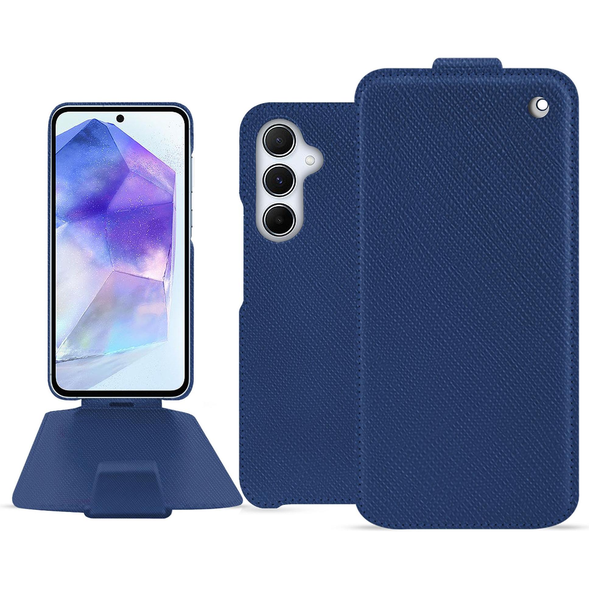Thumbnail - Noreve Lederschutzhülle vertikal (Samsung Galaxy A55), Smartphone Hülle, Blau