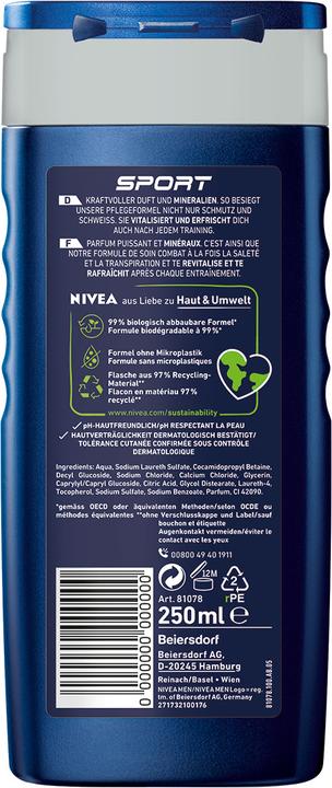Immagine prodotto NIVEA MEN Fresh Sport Pflegedusche (250 ml)
