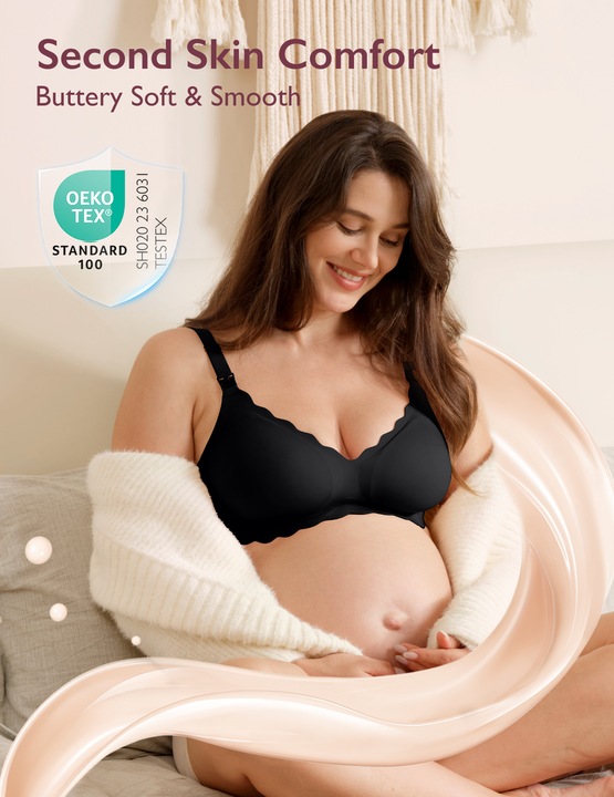 Momcozy YN46 Seamless Support Floral Nursing Bra Black XL (XL)