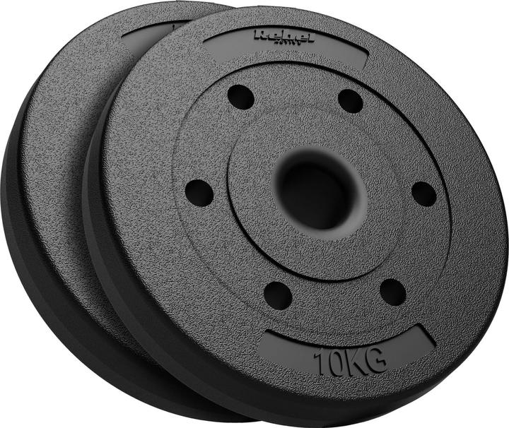 Image du produit Rebel Ensemble d'haltères bitumineux 2x10kg 51mm trou - pour haltères longs olympiques ACTIVE (2 x 10 kg)